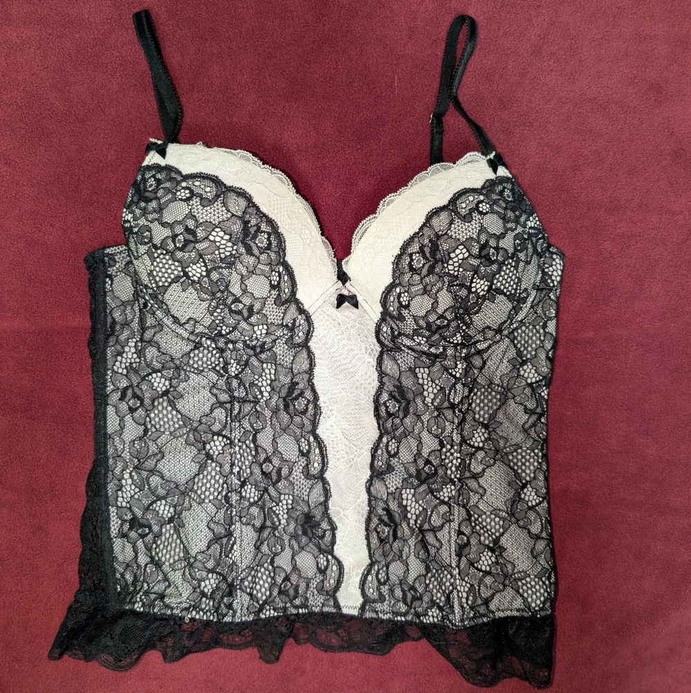 Blush Black And White Eyelet Bustier Top - Size L